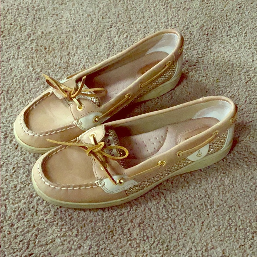 Gold sparkle sperry boat shoes